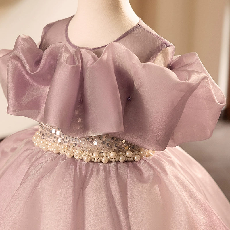Purple A-Line Princess Flower Girl Dress – Tulle & Organza