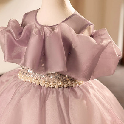 Purple A-Line Princess Flower Girl Dress – Tulle & Organza