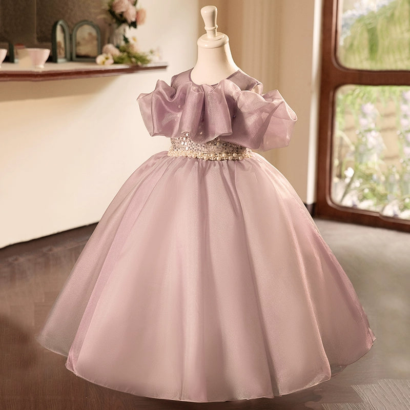 Purple A-Line Princess Flower Girl Dress – Tulle & Organza