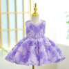 Purple A-Line Sleeveless Tulle Flower Girl Dress