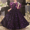Purple Princess Sequin Floor-Length Dress for Girls