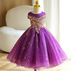 Purple Sequin & Organza A-Line Flower Girl Dress