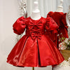 Red Bow Organza Ball Gown Dress for Girls
