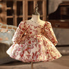 Red Satin A-Line Flower Girl Dress Round Neck Lantern Sleeve