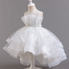 Satin & Tulle Flower Girl Dress with Ruffles & Beaded Accents