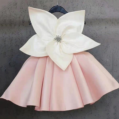 Satin A-Line Flower Girl Dress Boat Neck Sleeveless Flowers