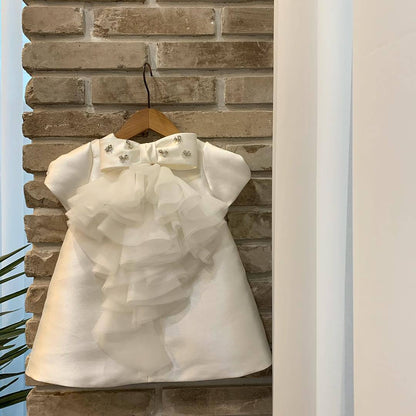 Satin A-Line Flower Girl Dress with Flowers & Sequins