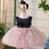 Satin Ball Gown Fringe Bow Knee Length Party Dress for Girls