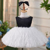 Satin Ball Gown Fringe Bow Knee Length Party Dress for Girls