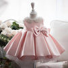 Satin Princess Flower Girl Dress – Bow Back & Ruffle Details