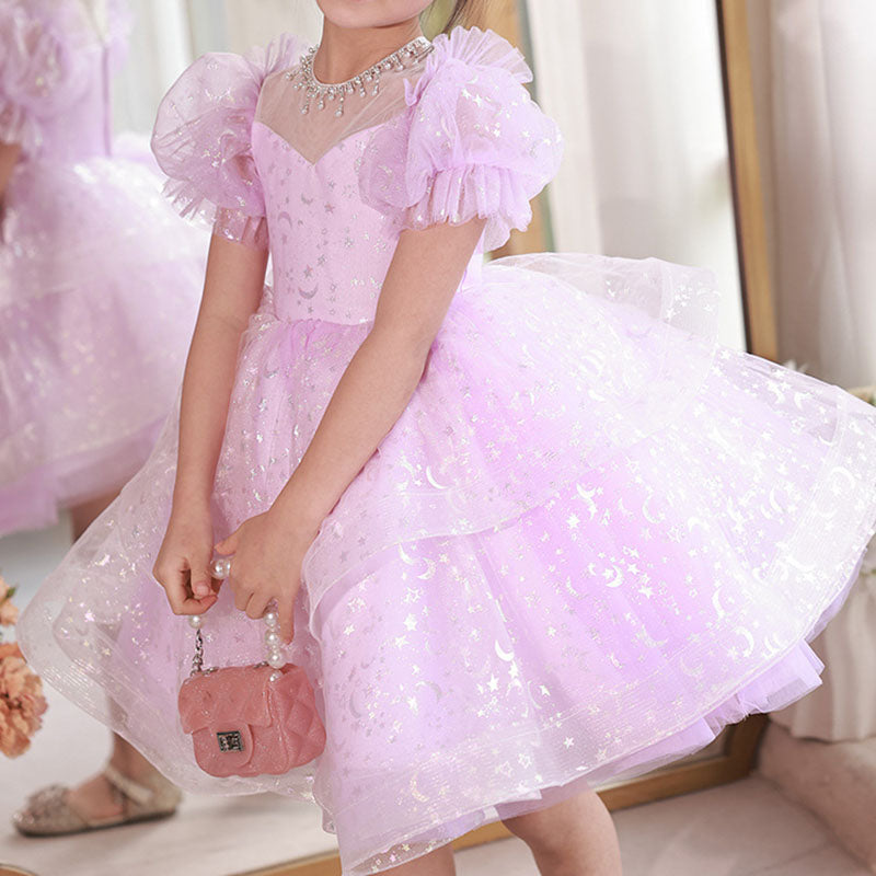 Pink Sequin Beaded Princess Tulle Dress for Girls - Special Occasion & Party Wear