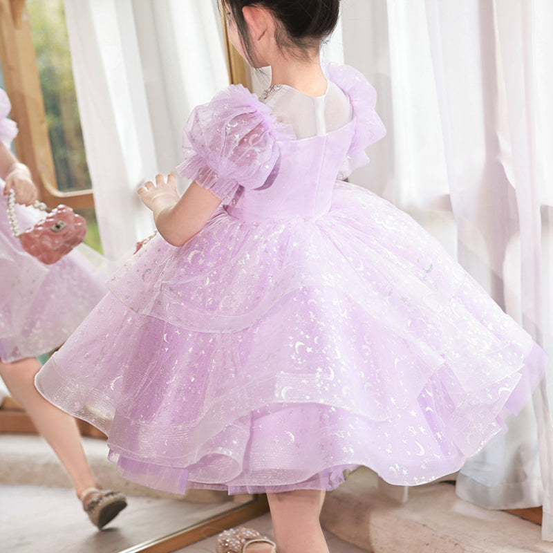 Pink Sequin Beaded Princess Tulle Dress for Girls - Special Occasion & Party Wear