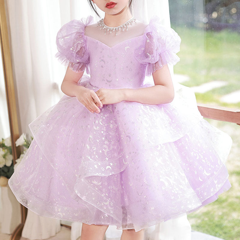 Pink Sequin Beaded Princess Tulle Dress for Girls - Special Occasion & Party Wear