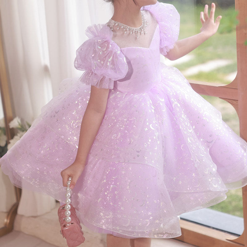 Pink Sequin Beaded Princess Tulle Dress for Girls - Special Occasion & Party Wear