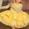 Sequin Princess Flower Girl Dress: Boat Neck Long Sleeve