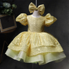 Sequin Tiered Ball Gown Dress for Girls - Short Sleeve, Knee Length