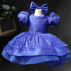 Sequin Tiered Ball Gown Dress for Girls - Short Sleeve, Knee Length