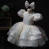 Sequin Tiered Ball Gown Dress for Girls - Short Sleeve, Knee Length