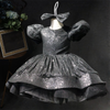 Sequin Tiered Ball Gown Dress for Girls - Short Sleeve, Knee Length
