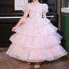 Sequin Tiered Pink Tulle Princess Dress for Girls