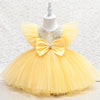Sequin Tulle A-Line Flower Girl Dress Cap Sleeve Bow Knee