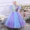 Sequin Tulle Princess Dress for Girls, Multicolor, Floor Length