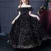 Sequined A-Line Flower Girl Dress Cold Shoulder Ruffle