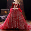 Sequined Princess Flower Girl Dress Lace Bell Long Sleeve