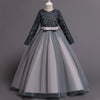 Sequined Tulle A-Line Flower Girl Dress V-Neck Long Sleeve