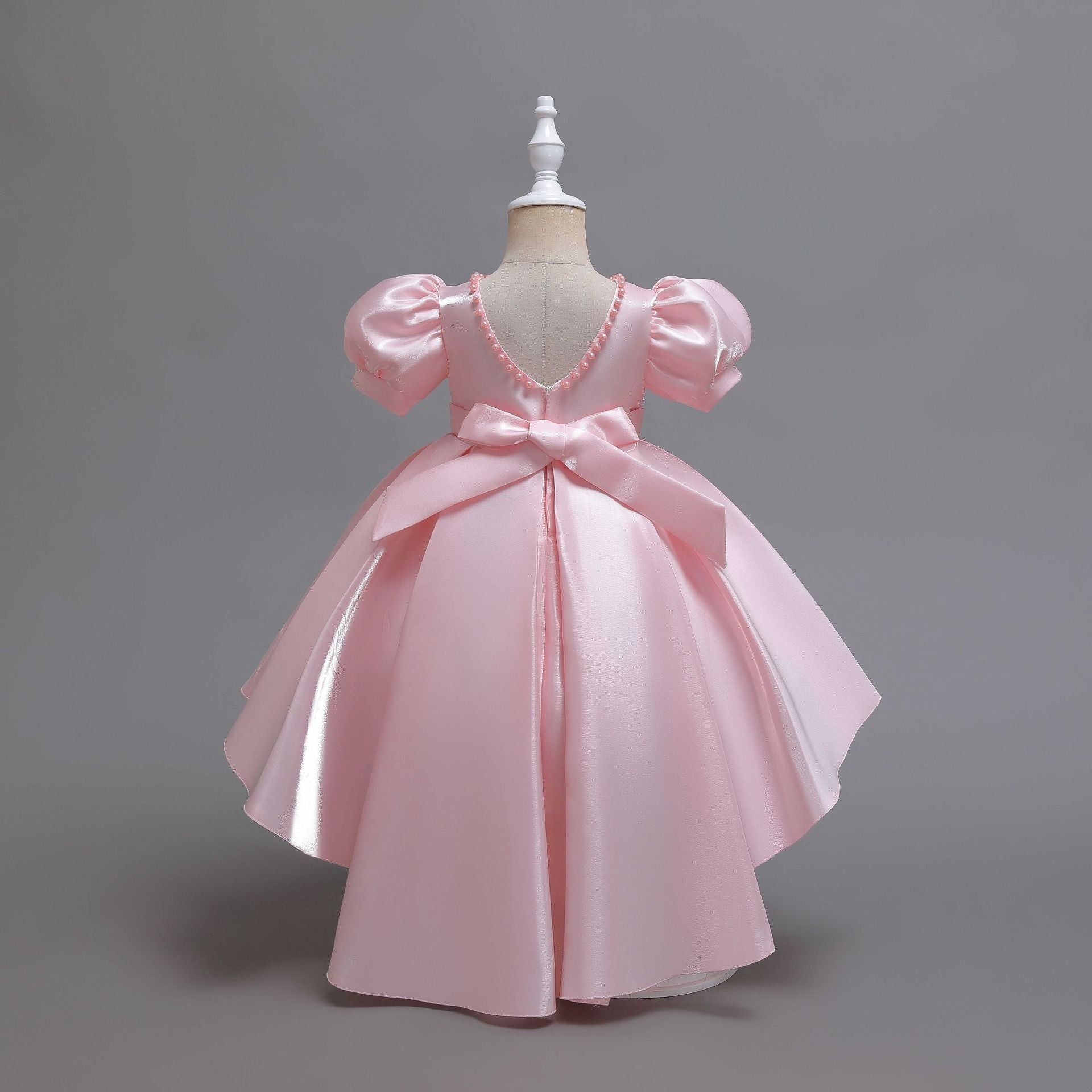 Princess Tea Length Satin Dress with Bow | Girls Birthday & Special Occasion Outfit