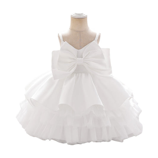 Sleeveless Ball Gown Knee Length Girls Dress | Tiered V-Neck Special Occasion Outfit