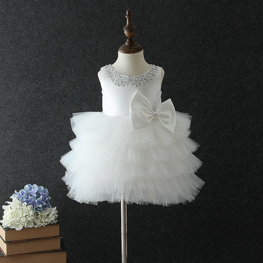 Sleeveless Tiered Tulle Ball Gown Princess Dress for Girls, Knee Length | Special Occasion Party Dress