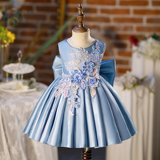 Blue Sleeveless Ball Gown Flower Girl Dress – Baby & Toddler Party Dress