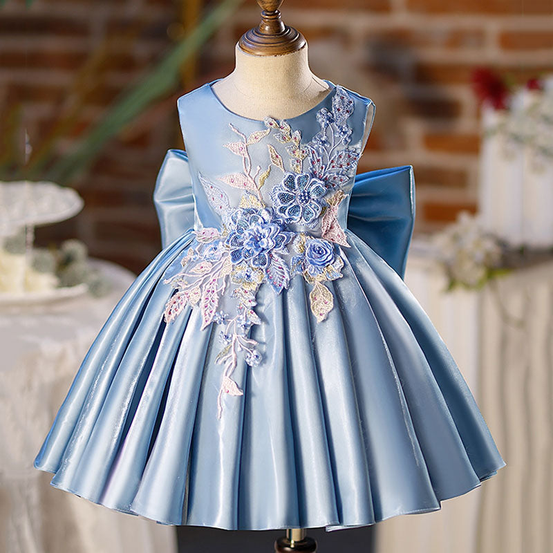 Blue Sleeveless Ball Gown Flower Girl Dress – Baby & Toddler Party Dress