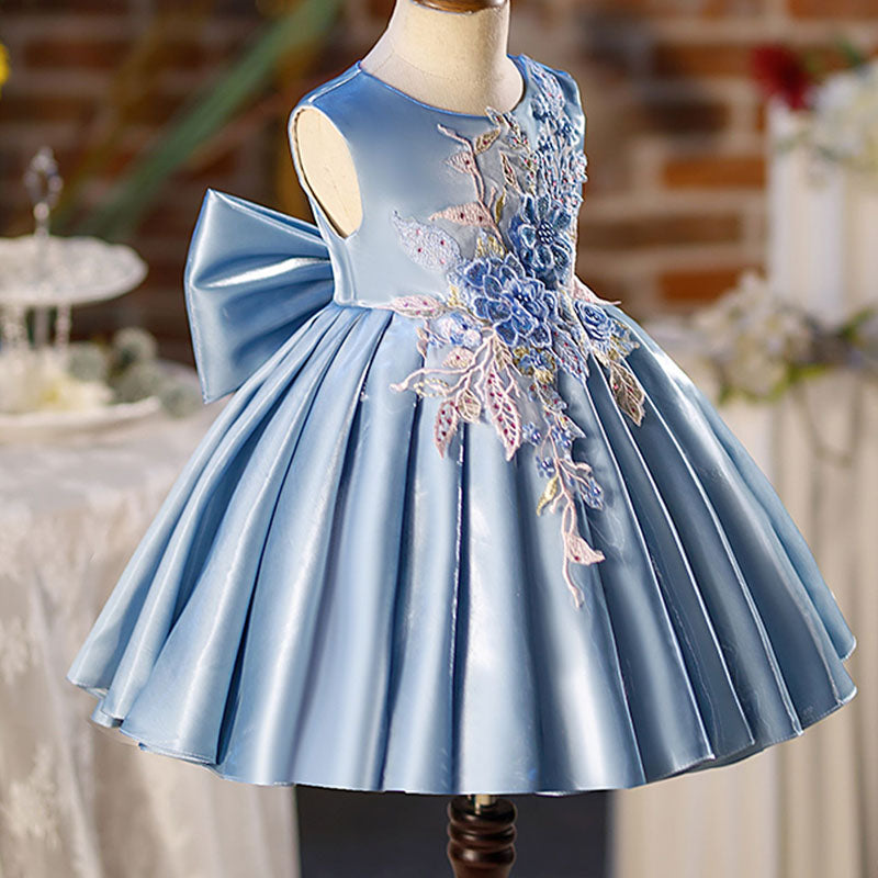 Blue Sleeveless Ball Gown Flower Girl Dress – Baby & Toddler Party Dress
