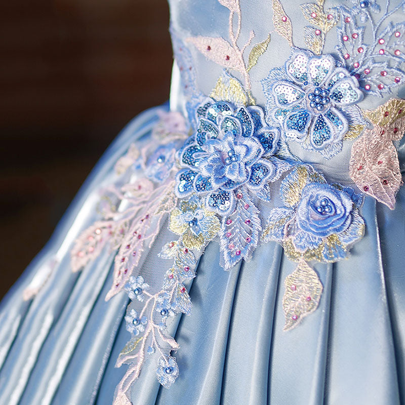 Blue Sleeveless Ball Gown Flower Girl Dress – Baby & Toddler Party Dress