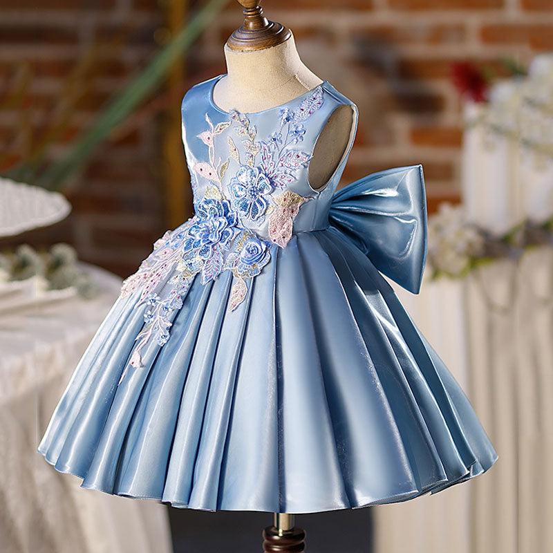 Blue Sleeveless Ball Gown Flower Girl Dress – Baby & Toddler Party Dress