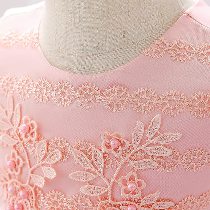 Sleeveless Lace Flower Girl Dress with Floral Tulle Skirt