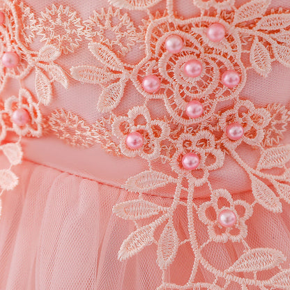 Sleeveless Lace Flower Girl Dress with Floral Tulle Skirt