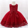 Sleeveless Lace Flower Girl Dress with Floral Tulle Skirt