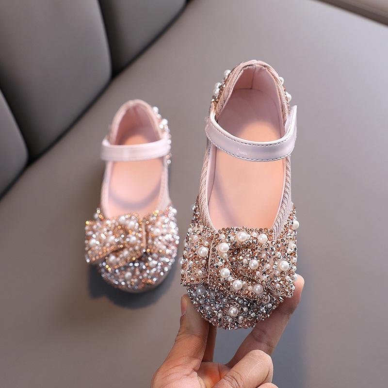 Girls' Sparkly Bow Dress Shoes - Special Occasion Glitter Party Shoes
