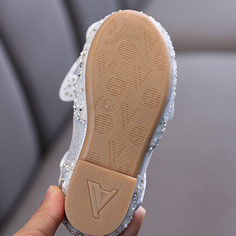 Sparkly Butterfly Rhinestone Dress Shoes for Girls – Glitter Block Heel Party Sandals