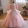 Sweetheart Neck Pink Ball Gown with Beaded Sequins and Tiered Organza Skirt