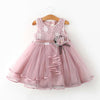 Tea Length Princess Flower Girl Dress with Lace and Flower Embellishments