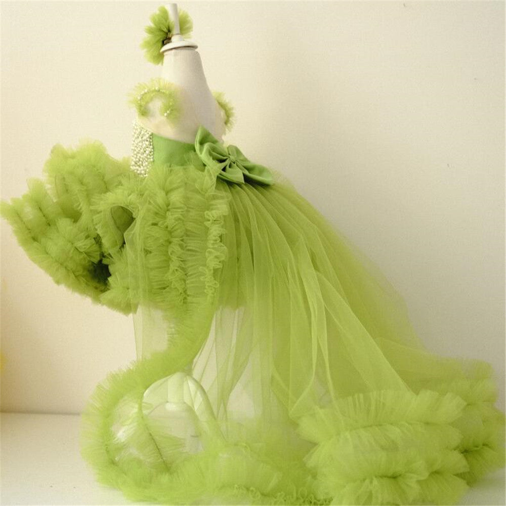 Tea-Length Ball Gown Tulle Dress for Girls – Sequin Tiered Party & Birthday Outfit