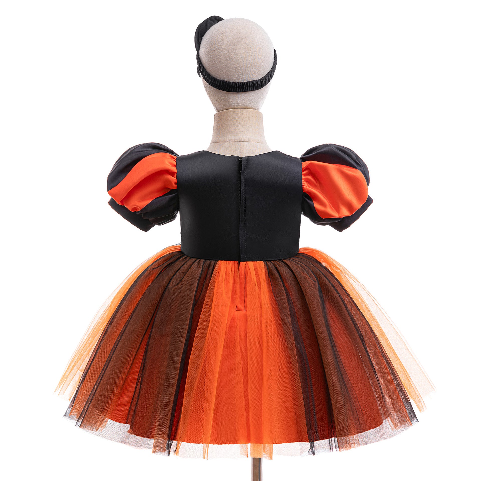Toddler Pumpkin Princess Knee-Length Dress - Halloween Cosplay & Party Outfit