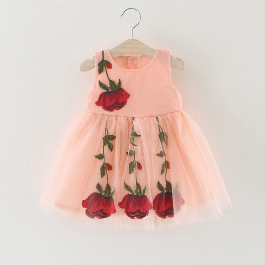 Tulle A-Line Flower Girl Dress Boat Neck Sleeveless Flowers