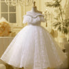 White A-Line Princess Flower Girl Dress – Lace & Tulle