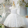 White A-Line Princess Flower Girl Dress – Lace & Tulle