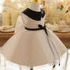 White A-line Tea-Length Flower Girl Dress with Collared Neck